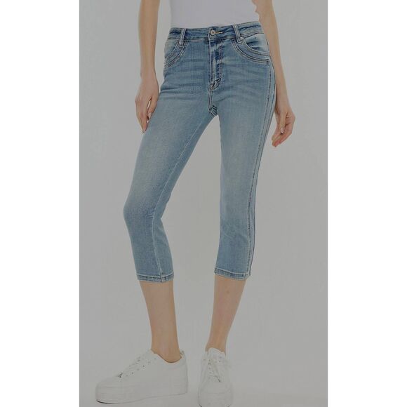 KanCan High Rise Side Seam Capri Jeans - Picture 1 of 5
